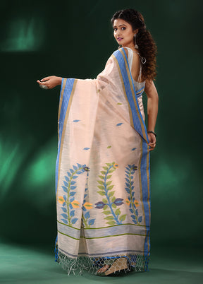 Cream Pure Cotton Saree With Blouse Piece - Indian Silk House Agencies