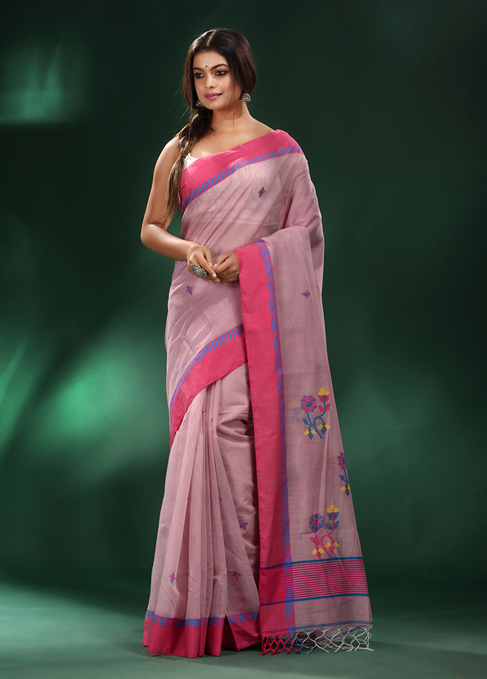 Mauve Pure Cotton Saree With Blouse Piece - Indian Silk House Agencies