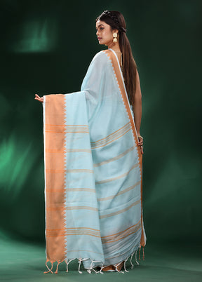 Sea Green Cotton Saree With Blouse Piece - Indian Silk House Agencies