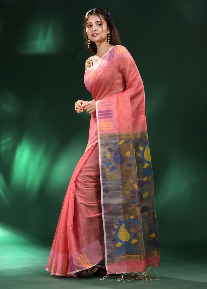 Red Spun Silk Saree With Blouse Piece - Indian Silk House Agencies