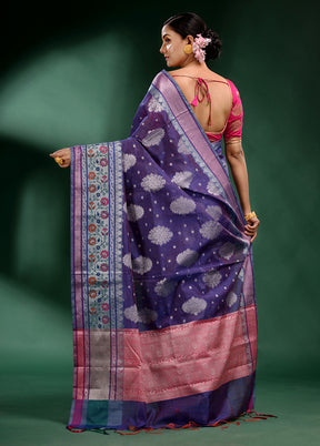 Violet Dupion Silk Saree With Blouse Piece - Indian Silk House Agencies