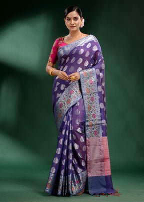 Violet Dupion Silk Saree With Blouse Piece - Indian Silk House Agencies