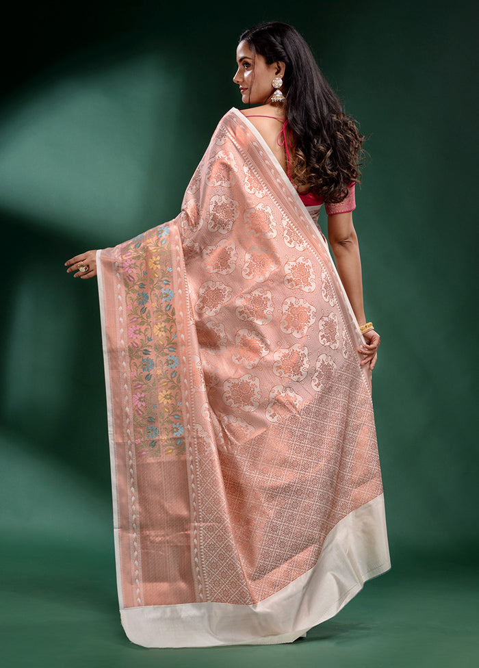 White Dupion Silk Saree With Blouse Piece - Indian Silk House Agencies