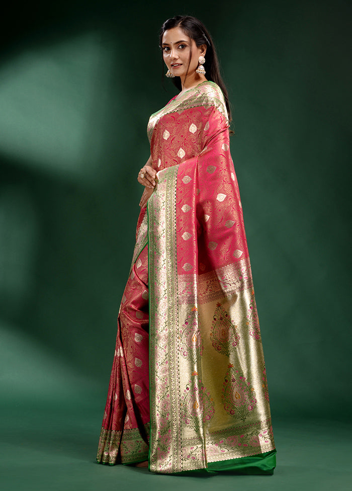 Pink Spun Pure Silk Saree With Blouse Piece - Indian Silk House Agencies