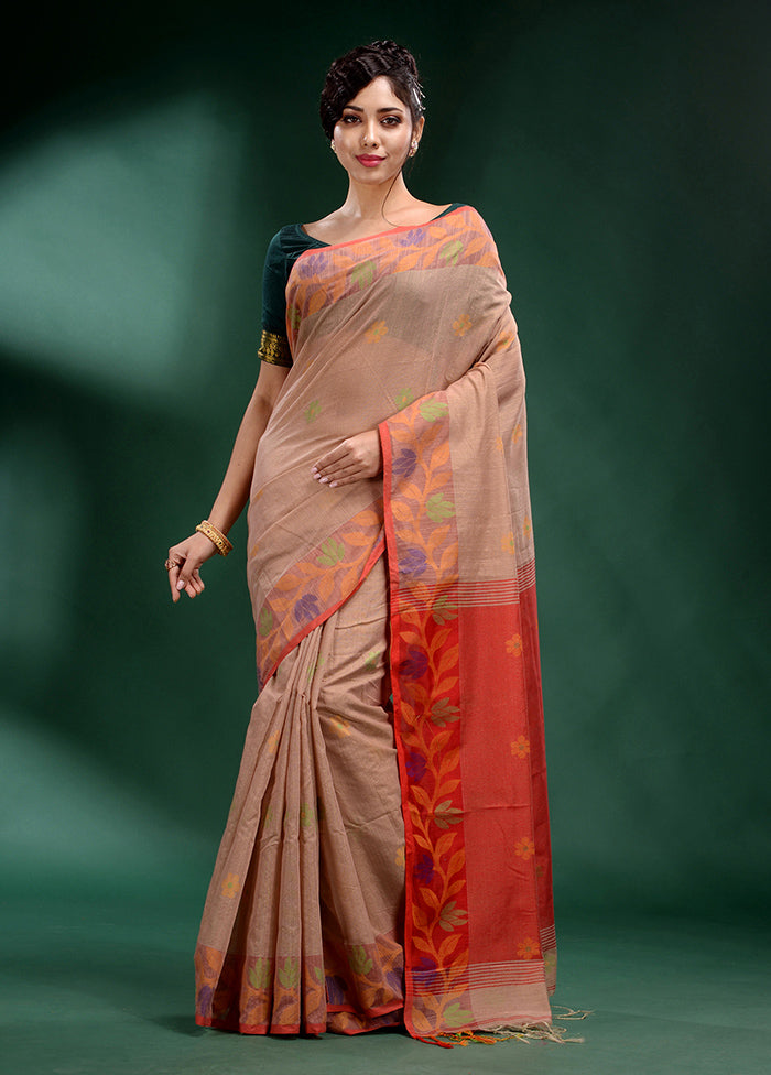 Beige Spun Silk Saree With Blouse Piece - Indian Silk House Agencies