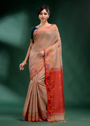 Beige Spun Silk Saree With Blouse Piece - Indian Silk House Agencies