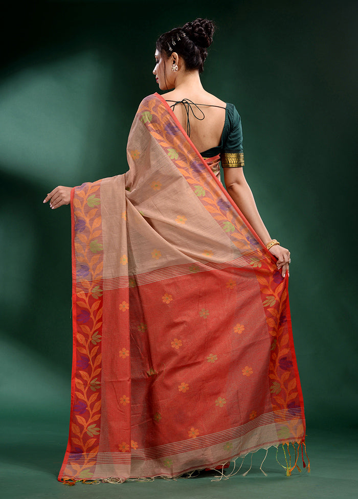 Beige Spun Silk Saree With Blouse Piece - Indian Silk House Agencies