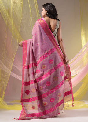 Violet Pure Cotton Saree With Blouse Piece - Indian Silk House Agencies