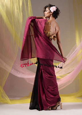 Magenta Pure Cotton Saree With Blouse Piece - Indian Silk House Agencies