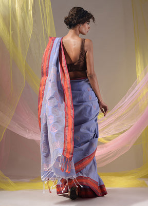 Blue Spun Silk Saree With Blouse Piece - Indian Silk House Agencies