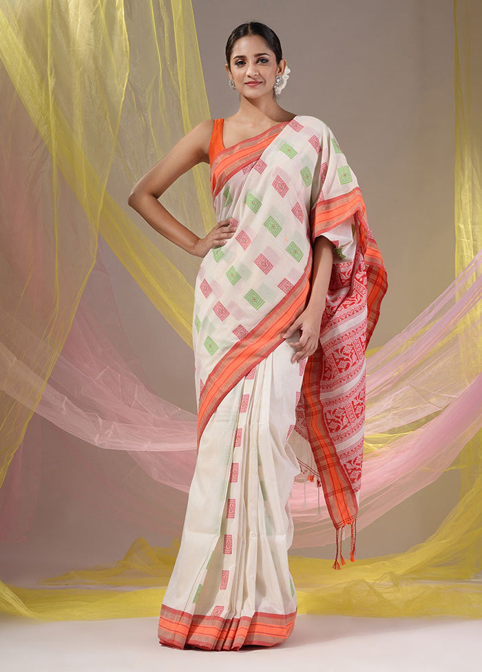 Off White Spun Silk Saree With Blouse Piece - Indian Silk House Agencies