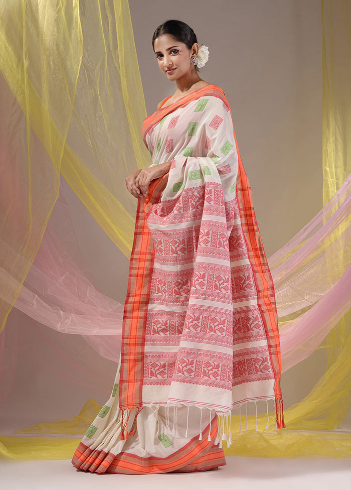 Off White Spun Silk Saree With Blouse Piece - Indian Silk House Agencies