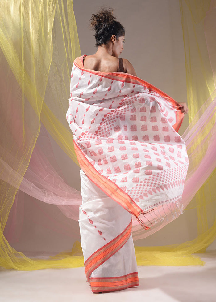 White Spun Silk Saree With Blouse Piece - Indian Silk House Agencies