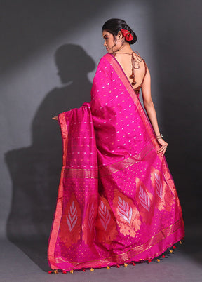 Fuchsia Pure Cotton Saree With Blouse Piece - Indian Silk House Agencies