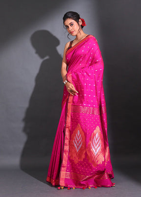 Fuchsia Pure Cotton Saree With Blouse Piece - Indian Silk House Agencies