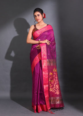 Magenta Pure Cotton Saree With Blouse Piece - Indian Silk House Agencies