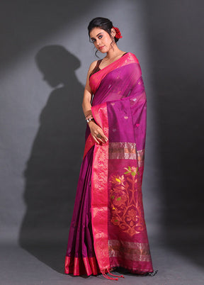 Magenta Pure Cotton Saree With Blouse Piece - Indian Silk House Agencies