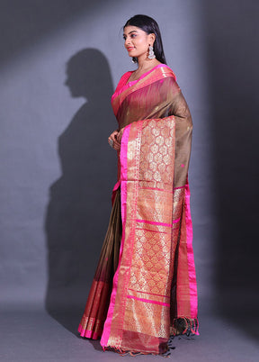 Brown Pure Cotton Saree With Blouse Piece - Indian Silk House Agencies