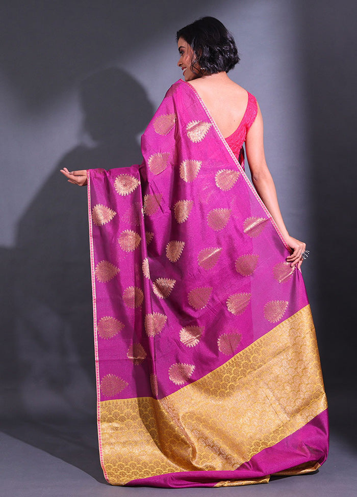 Purple Pure Cotton Saree With Blouse Piece - Indian Silk House Agencies