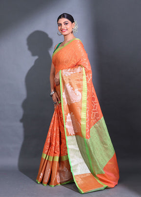 Orange Pure Cotton Saree With Blouse Piece - Indian Silk House Agencies