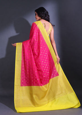Hot Pink Spun Silk Saree With Blouse Piece - Indian Silk House Agencies