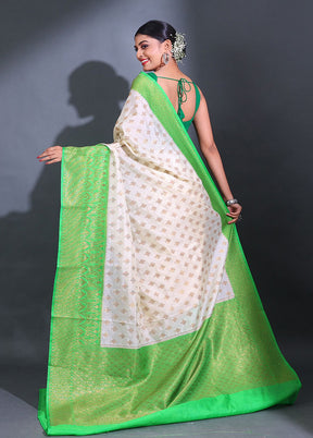 Cream Spun Silk Saree With Blouse Piece - Indian Silk House Agencies