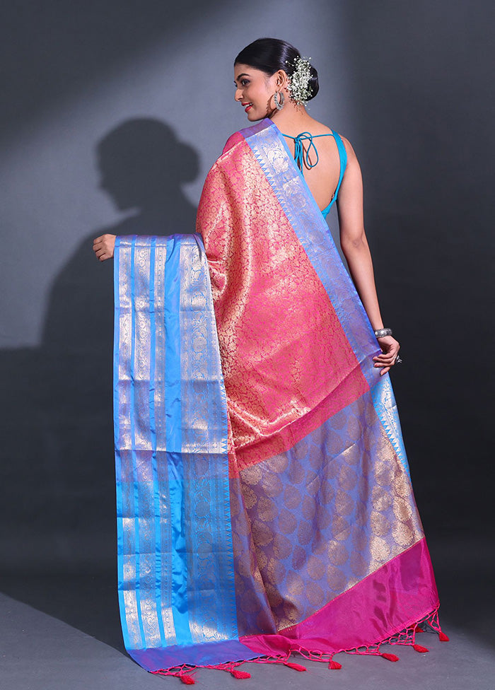 Pink Spun Silk Saree With Blouse Piece - Indian Silk House Agencies