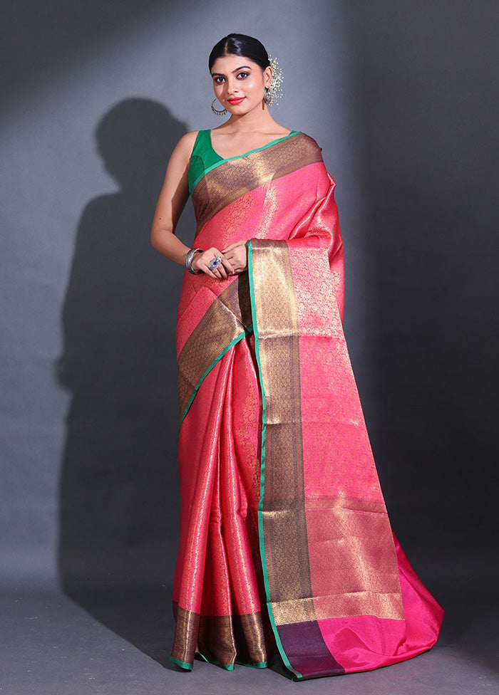 Pink Spun Silk Saree With Blouse Piece - Indian Silk House Agencies