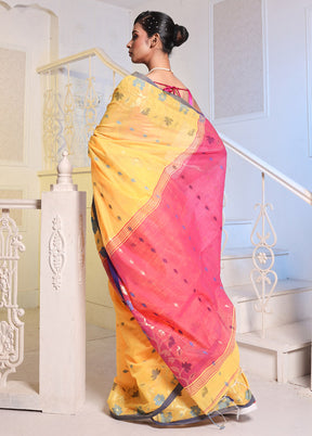 Yellow Cotton Saree With Blouse Piece - Indian Silk House Agencies