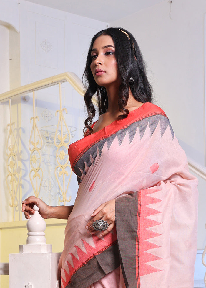 Beige Pure Cotton Saree With Blouse Piece - Indian Silk House Agencies