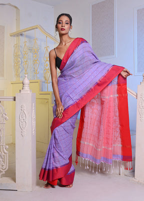 Lavender Pure Cotton Saree With Blouse Piece - Indian Silk House Agencies