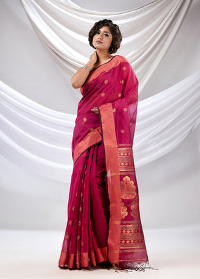 Magenta Pure Cotton Saree With Blouse Piece - Indian Silk House Agencies