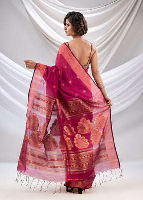 Magenta Pure Cotton Saree With Blouse Piece - Indian Silk House Agencies