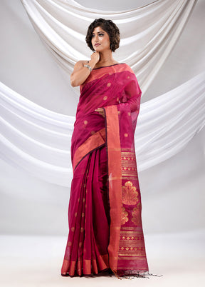 Magenta Pure Cotton Saree With Blouse Piece - Indian Silk House Agencies