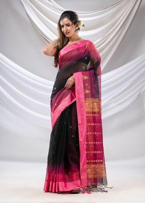 Black Pure Cotton Saree With Blouse Piece - Indian Silk House Agencies