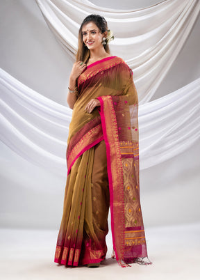 Beige Pure Cotton Saree With Blouse Piece - Indian Silk House Agencies