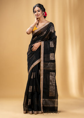 Black Cotton Saree With Blouse Piece - Indian Silk House Agencies