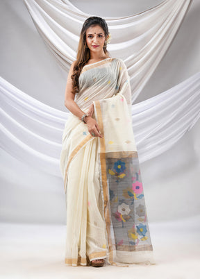 Cream Pure Cotton Saree With Blouse Piece - Indian Silk House Agencies