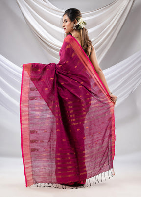 Purple Pure Cotton Saree With Blouse Piece - Indian Silk House Agencies