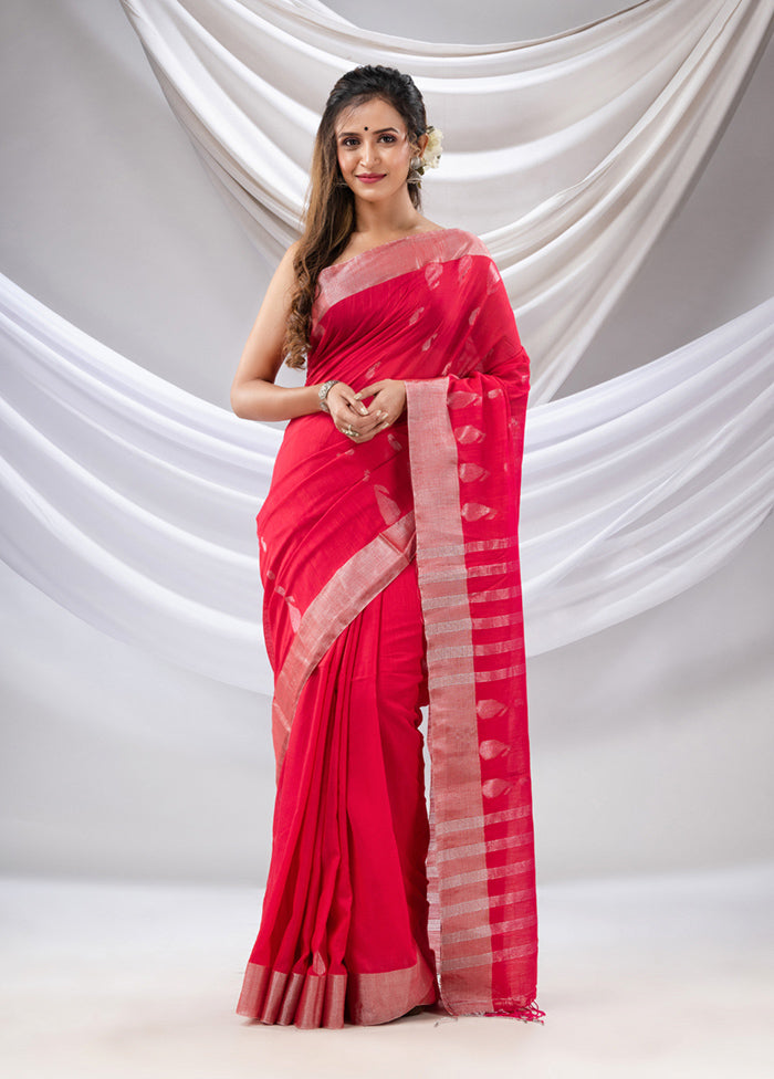 Pink Pure Cotton Saree With Blouse Piece - Indian Silk House Agencies