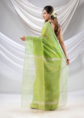 Light Green Tissue Saree With Blouse Piece - Indian Silk House Agencies