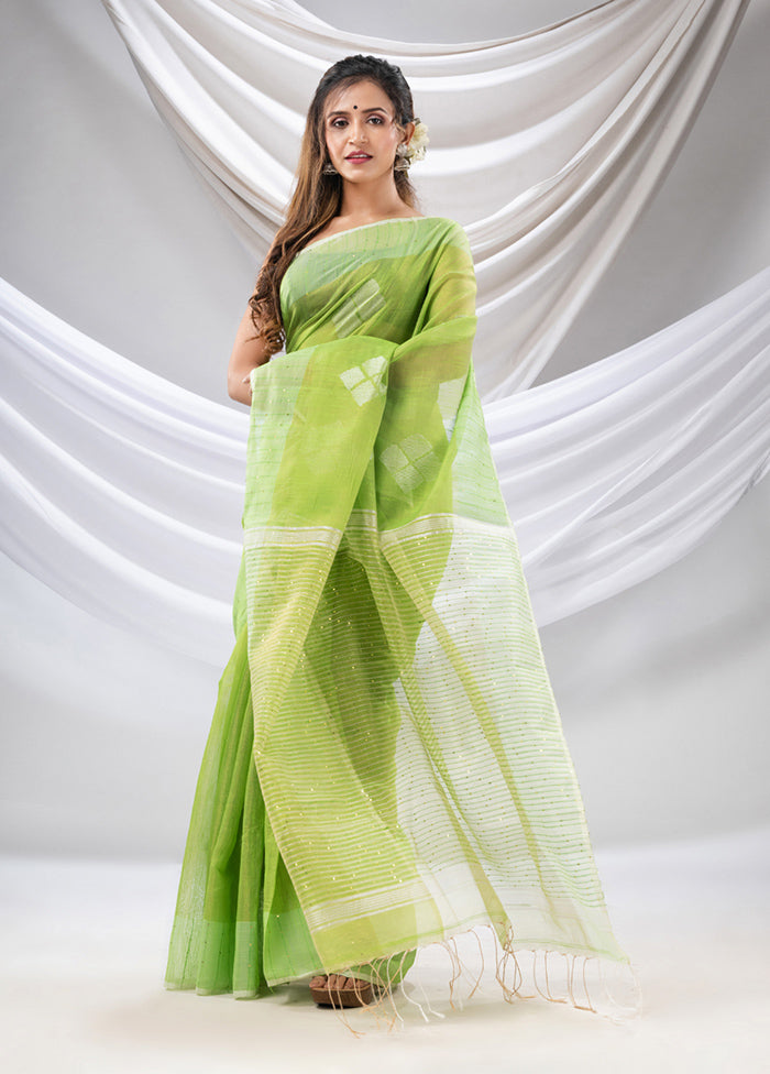 Light Green Tissue Saree With Blouse Piece - Indian Silk House Agencies