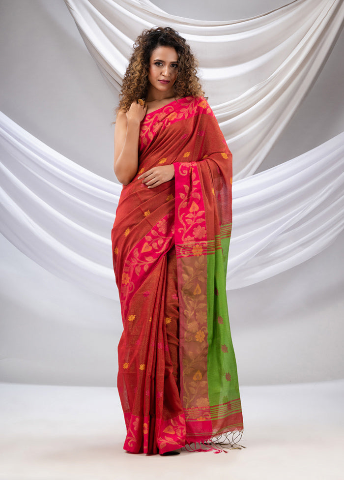 Red Tissue Saree With Blouse Piece - Indian Silk House Agencies