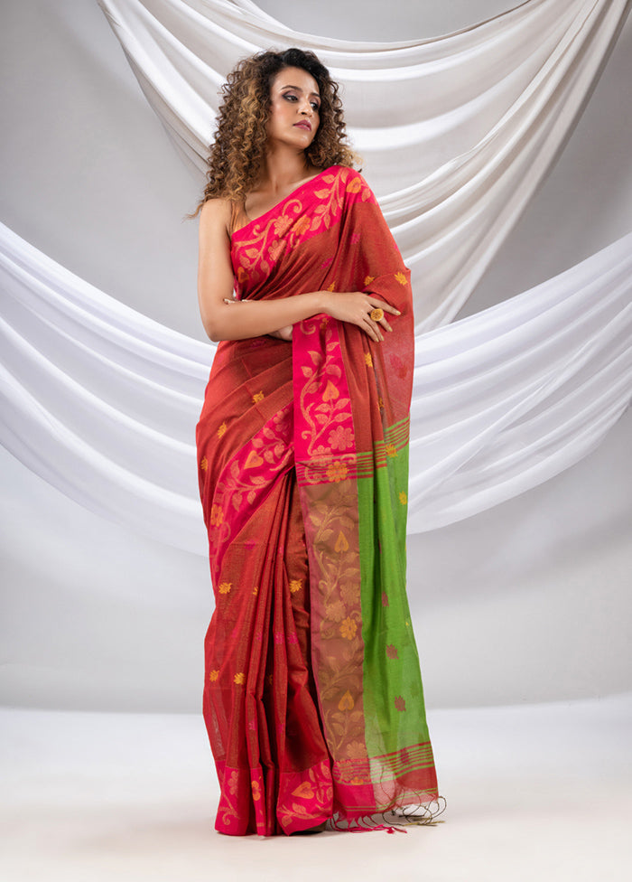 Red Tissue Saree With Blouse Piece - Indian Silk House Agencies