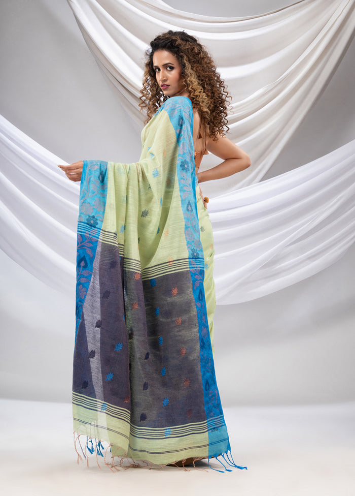 Green Tissue Saree With Blouse Piece - Indian Silk House Agencies