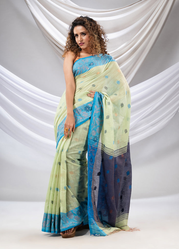 Green Tissue Saree With Blouse Piece - Indian Silk House Agencies