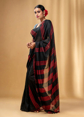 Black Cotton Saree With Blouse Piece - Indian Silk House Agencies