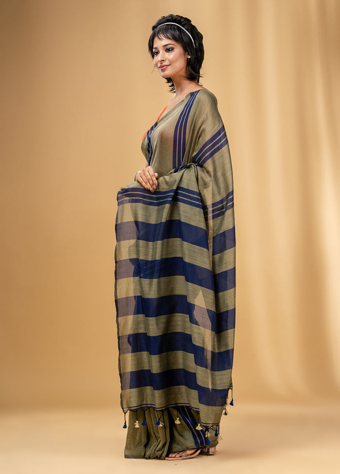 Ecru Cotton Saree With Blouse Piece - Indian Silk House Agencies