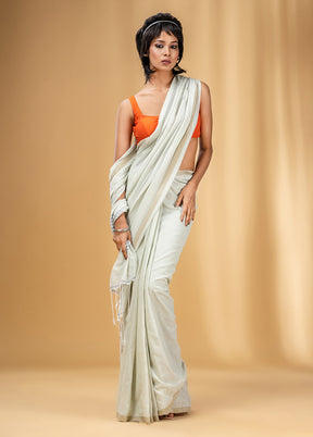 Off White Cotton Saree With Blouse Piece - Indian Silk House Agencies