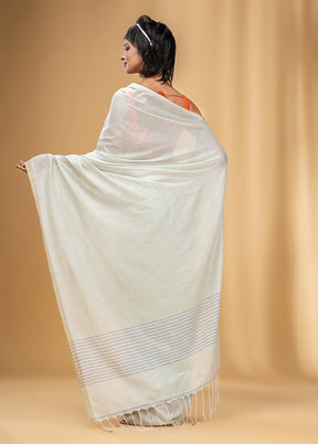 Off White Cotton Saree With Blouse Piece - Indian Silk House Agencies